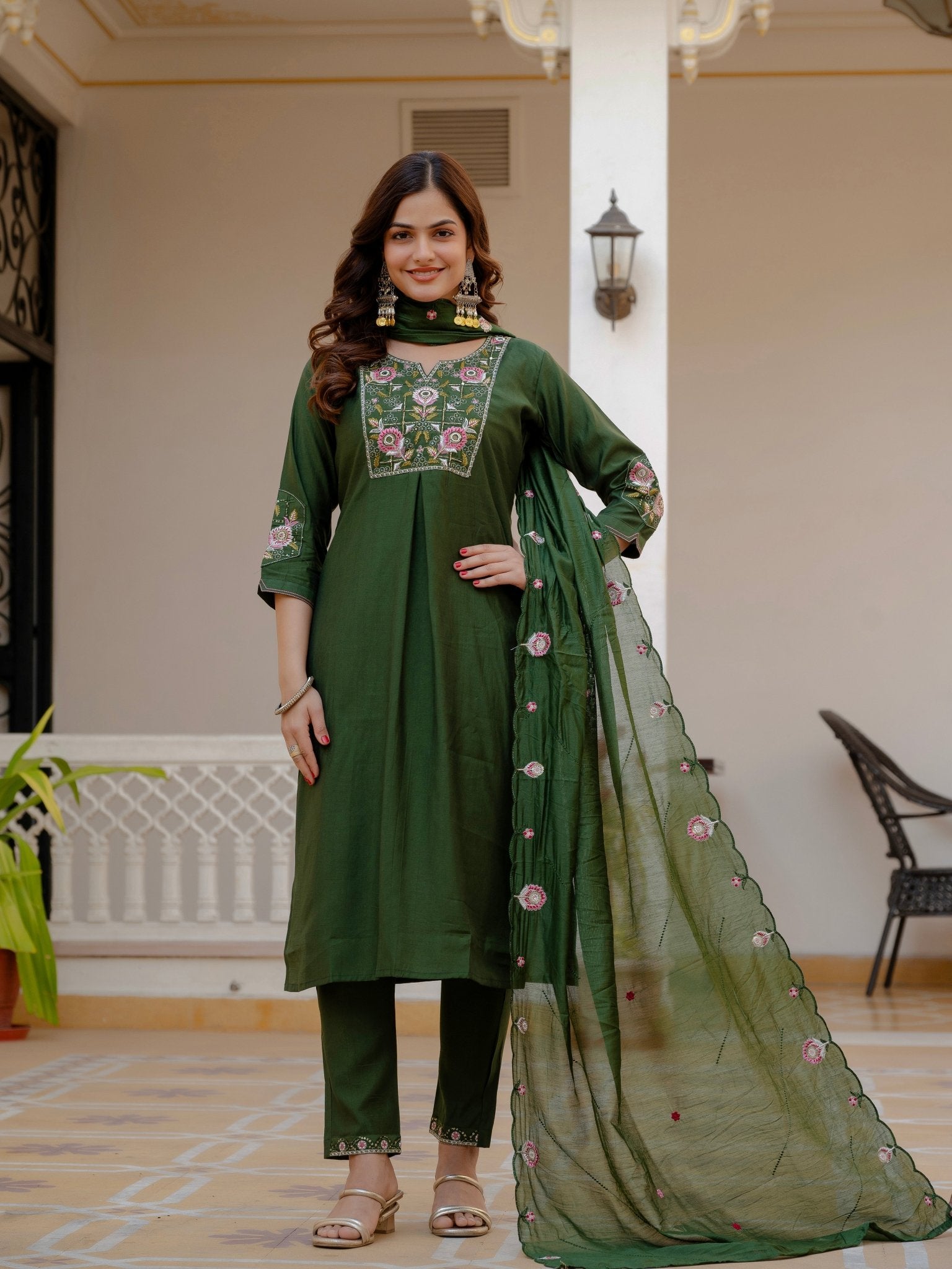 Pure Viscose Silk Kurti Pant Dupatta Set - Kalanandi the art of timeless fashion - Straight Kurti Pant Dupatta Set