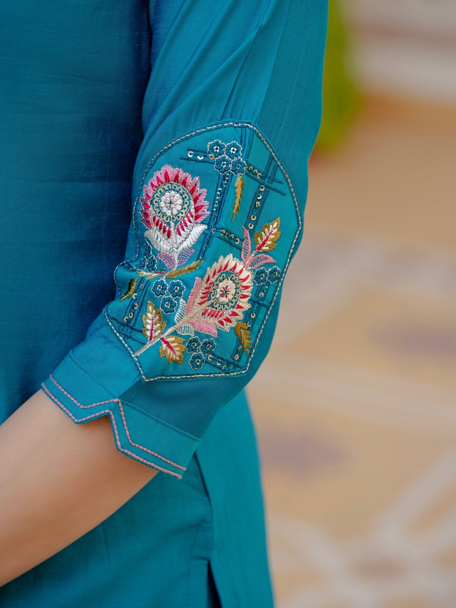 Pure Viscose Silk Kurti Pant Dupatta Set - Kalanandi the art of timeless fashion - Straight Kurti Pant Dupatta Set