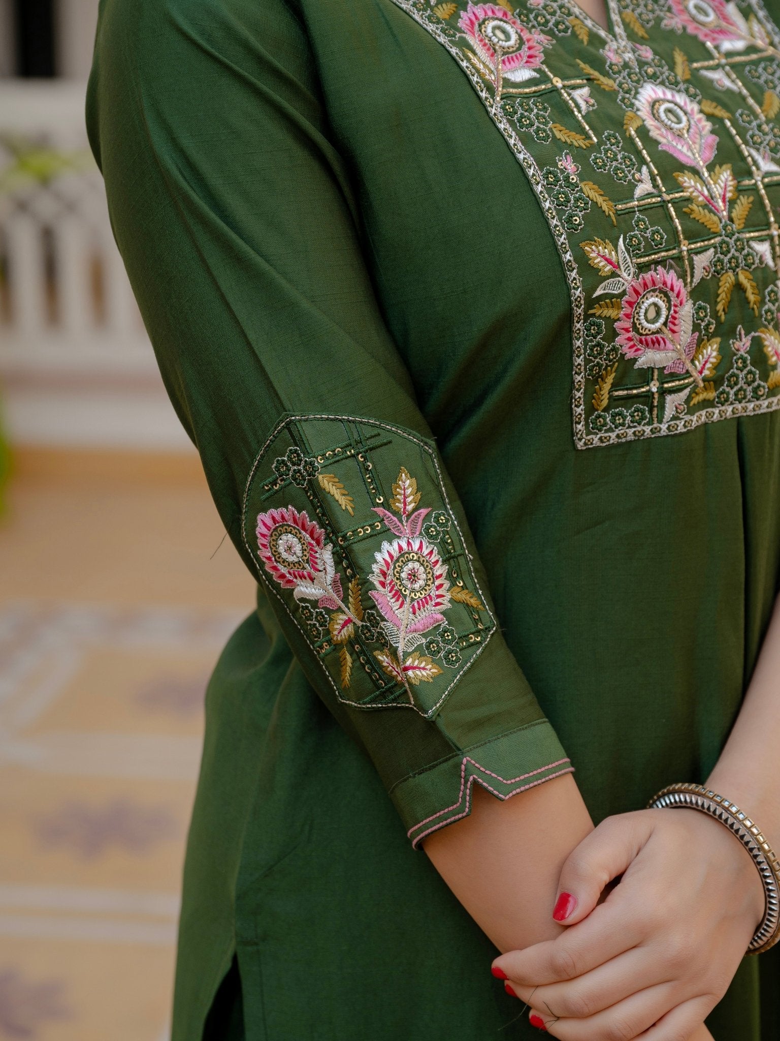 Pure Viscose Silk Kurti Pant Dupatta Set - Kalanandi the art of timeless fashion - Straight Kurti Pant Dupatta Set