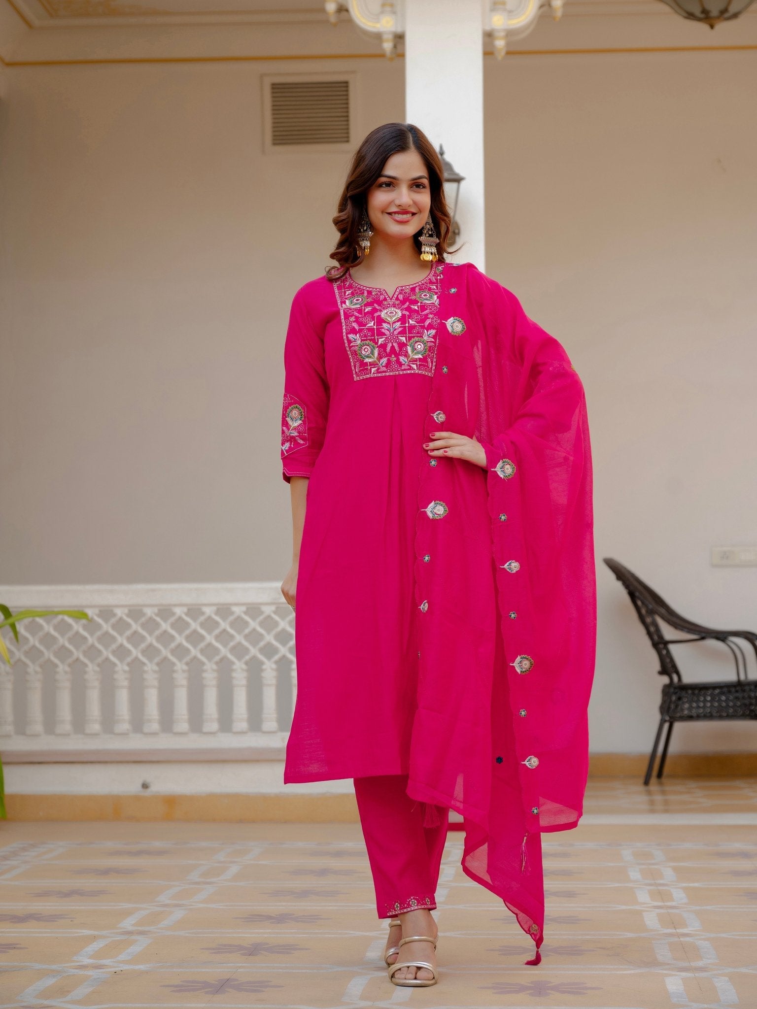 Pure Viscose Silk Kurti Pant Dupatta Set - Kalanandi the art of timeless fashion - Straight Kurti Pant Dupatta Set