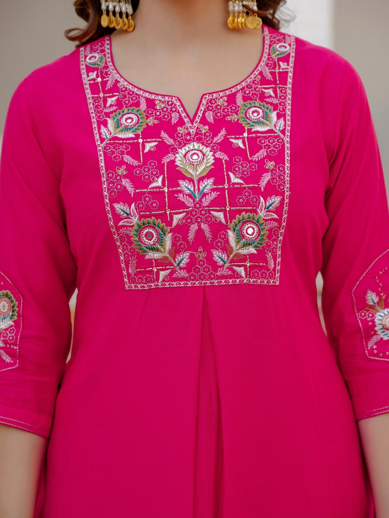 Pure Viscose Silk Kurti Pant Dupatta Set - Kalanandi the art of timeless fashion - Straight Kurti Pant Dupatta Set