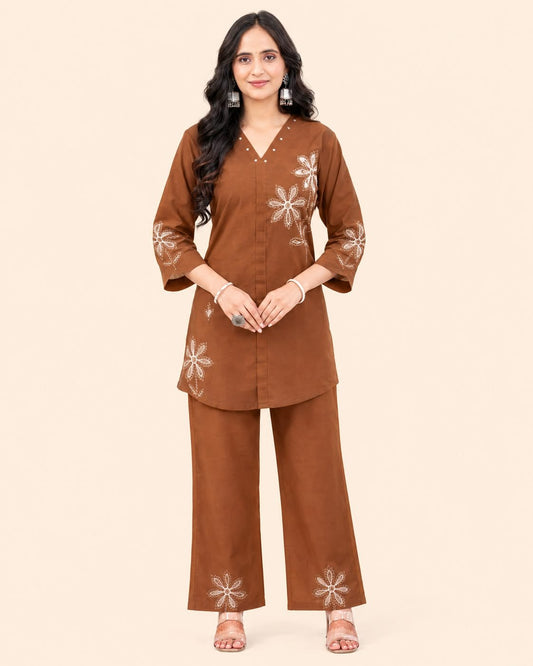Trendy Embroidered Co-Ord Set for Women in Heavy Rayon - Kalanandi the art of timeless fashion - Co-Ord Set