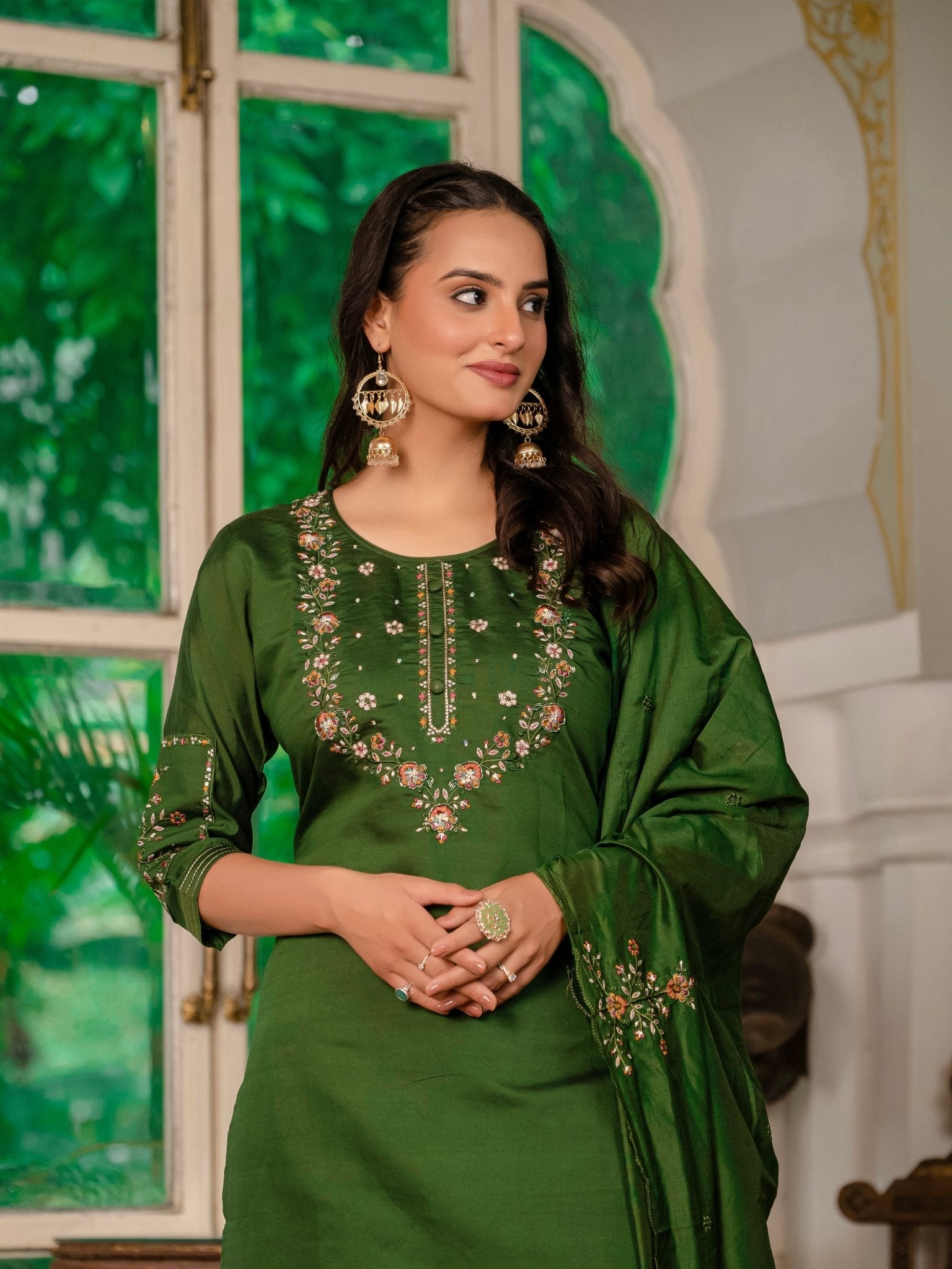Trendy Embroidered Kurti Suit Set for Women – Perfect Blend of Style & Comfort - Kalanandi the art of timeless fashion - Straight Kurti Pant Dupatta Set