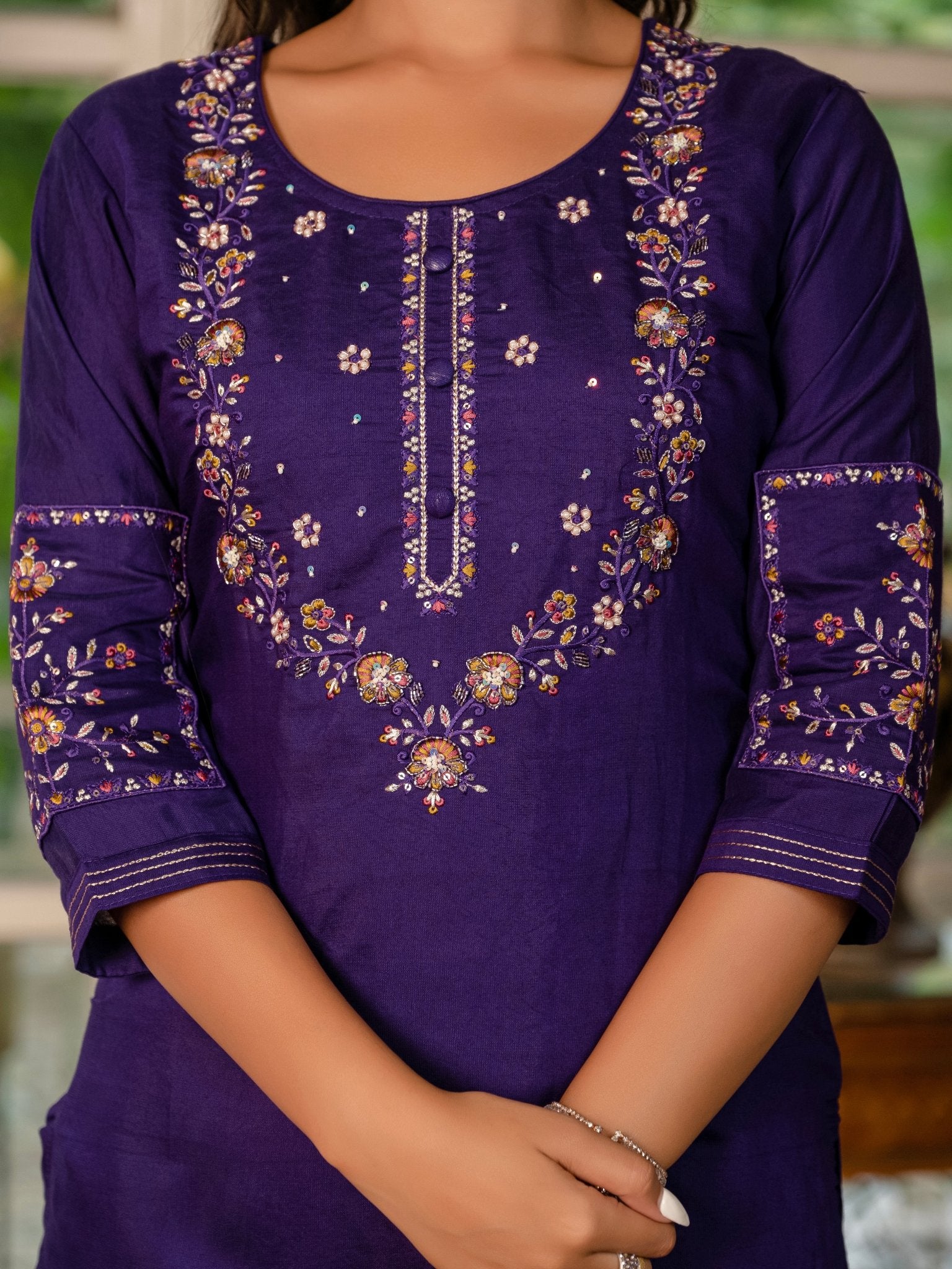 Trendy Embroidered Kurti Suit Set for Women – Perfect Blend of Style & Comfort - Kalanandi the art of timeless fashion - Straight Kurti Pant Dupatta Set