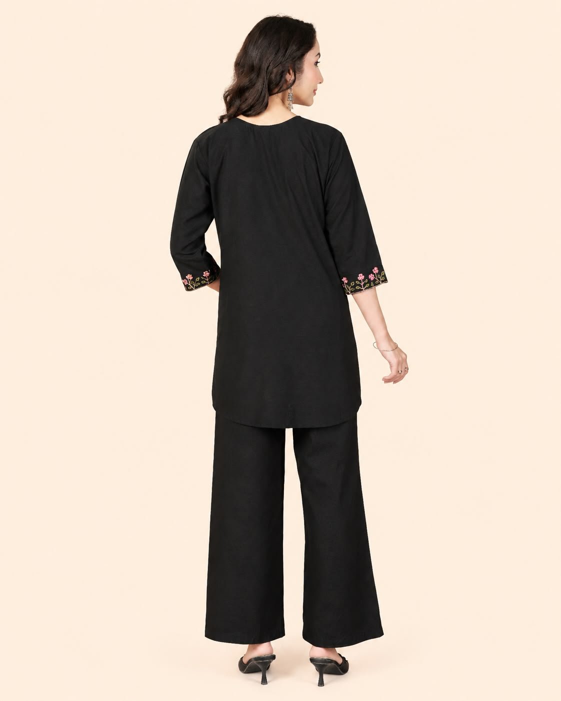 Women’s Floral Embroidered Kurta Palazzo Co-Ord Set | 3/4 Sleeve Ethnic Wear Set - Kalanandi the art of timeless fashion - Co-Ord Set