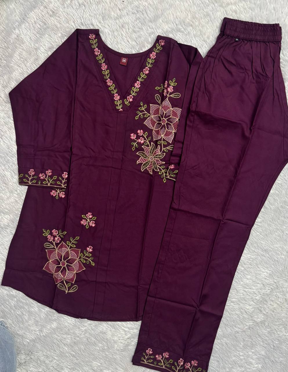 Women’s Floral Embroidered Kurta Palazzo Co-Ord Set | 3/4 Sleeve Ethnic Wear Set - Kalanandi the art of timeless fashion - Co-Ord Set