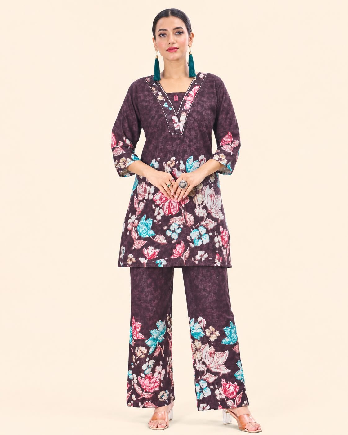 Women's Floral Printed Co-Ord Set for Casual & Festive Wear - Kalanandi the art of timeless fashion - Co-Ord Set